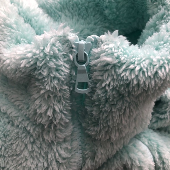 Uniqlo Women's Jacket Mint Green Medium Long Sleeves Mock Neck Zip Fuzzy - Picture 12 of 12